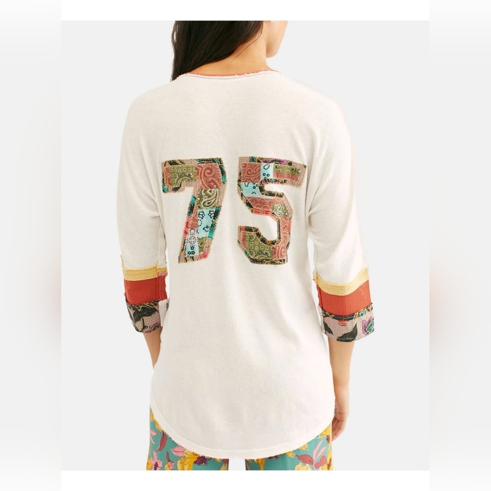 FREE PEOPLE BLITZ LACE UP 3/4 SLEEVE TOP